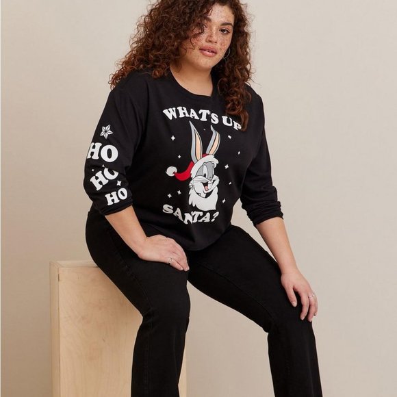 ❤️NWT VINTAGE TORRID TEE - BUGS BUNNY LOONEY TUNES CHRISTMAS HOLIDAY SANTA HAT - Picture 9 of 13